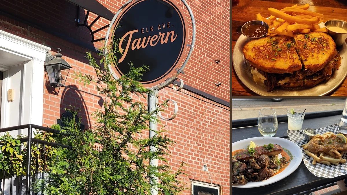 Drinks, plates, and relaxed seating inside a Rock Hill bar.